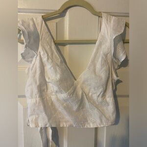 White Tie Back Crop Top